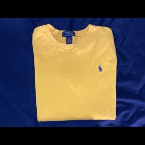 yellow long sleeve polo shirt